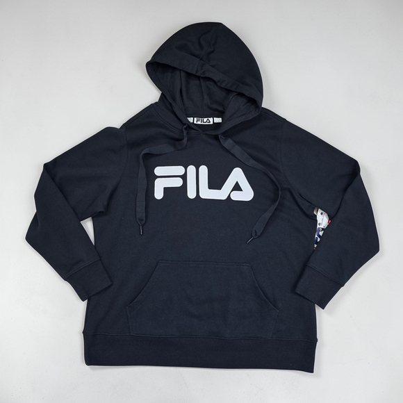 FILA Pullover Hoodie 1X Navy Fleece Logo Kangaroo Pocket - Picture 9 of 10